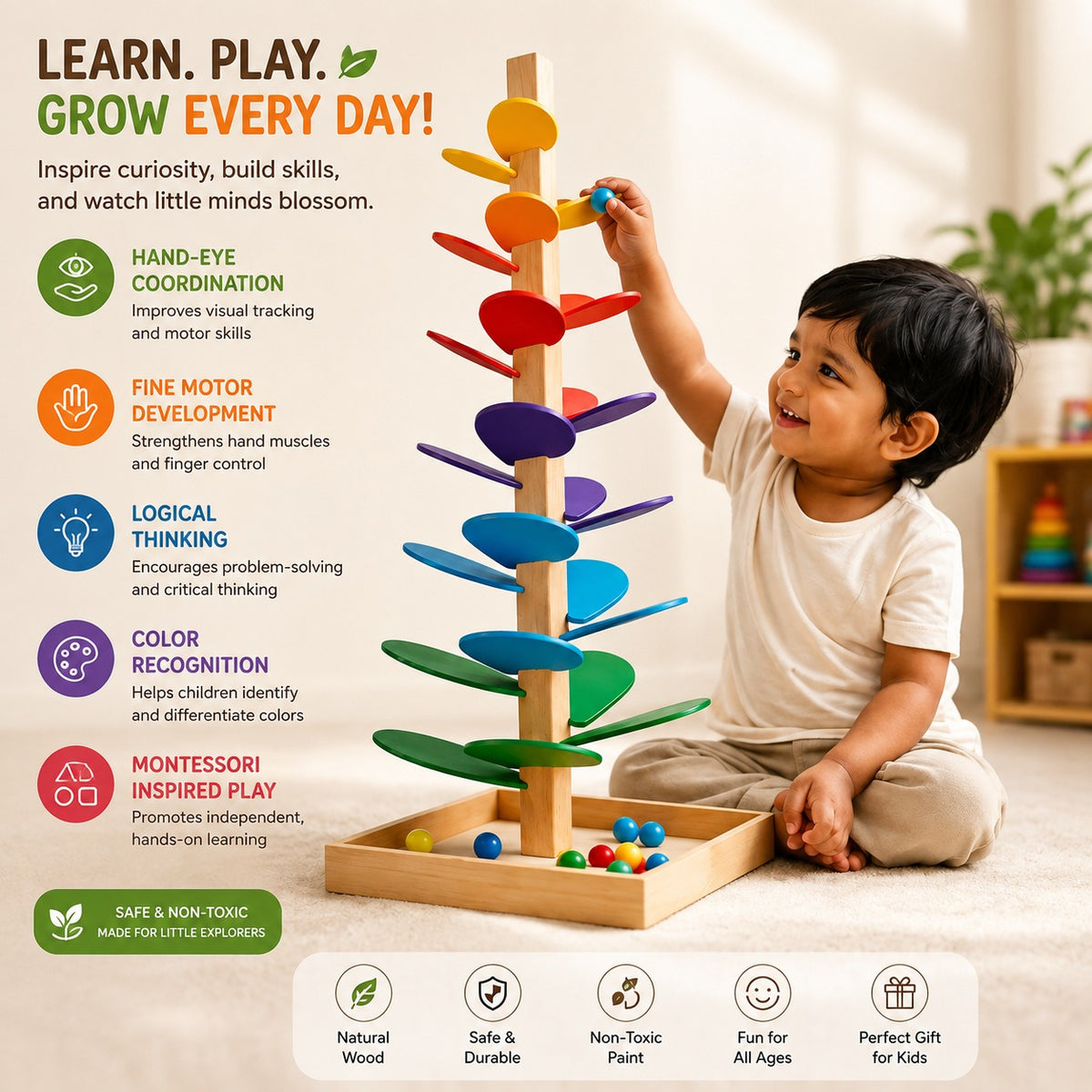 Wooden Musical Marble Tree