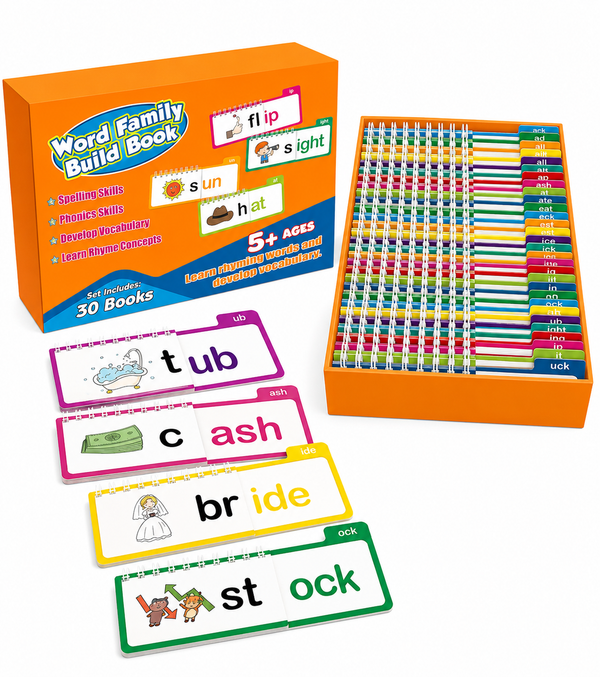 English Word Family Build Book – 30 Flip Books for Phonics & Vocabulary