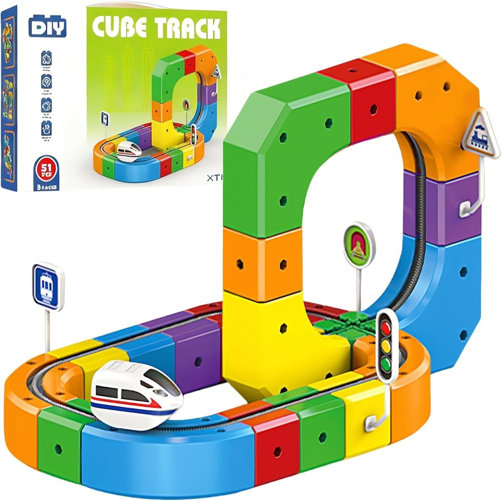 51 PCS DIY Cube Track Electric Train Set