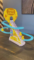 Singing Duck Climb Stairs Toy – Musical Rolling Duck Track with Lights & Sound